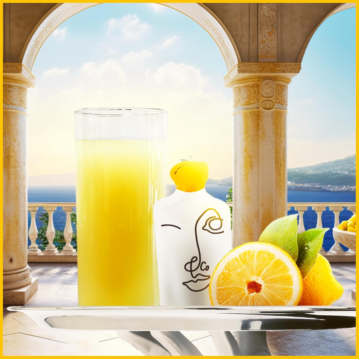 Lemon & Co. Collagen Water with Marine Collagen, Vitamin C, and Organic Lemons - Sugar-Free and Non-GMO - 14 Packets for Hair, Skin, and Nails