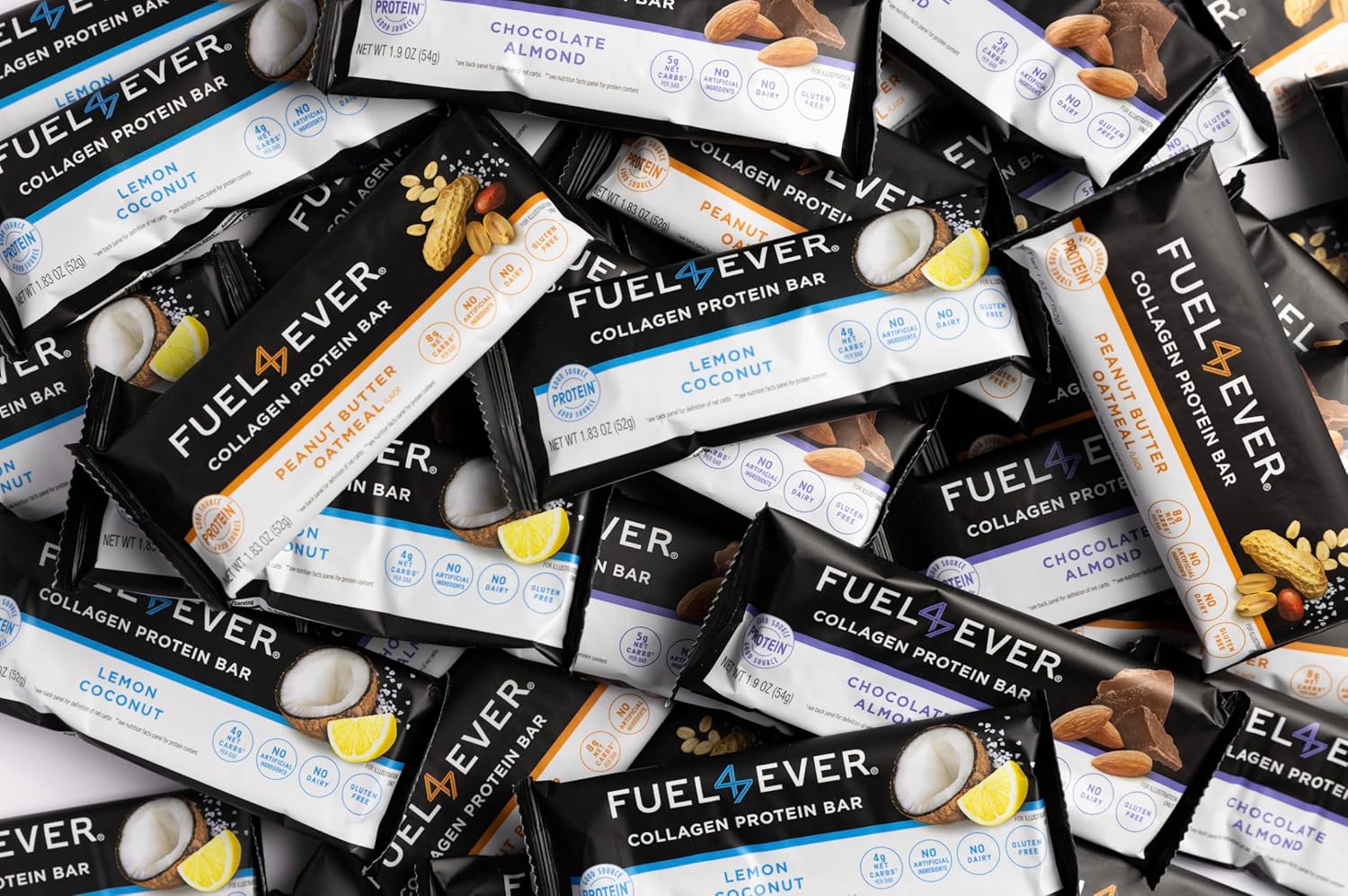 Lemon Coconut Collagen Protein Bars, Box of 12 - High Protein, Gluten-Free, Dairy-Free, Low Net Carb, High Fiber Snack Bar with MCT Oil