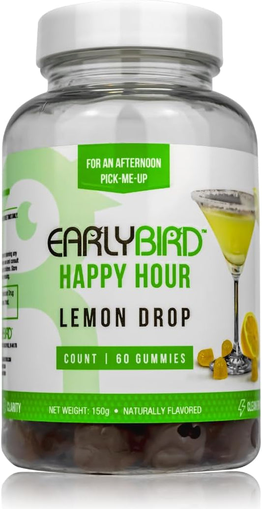 Lemon Drop Energy Gummies - Natural Caffeine and L-theanine for Focus - Vitamin B6 and B12 Boost - Huperzine A for Increased Energy