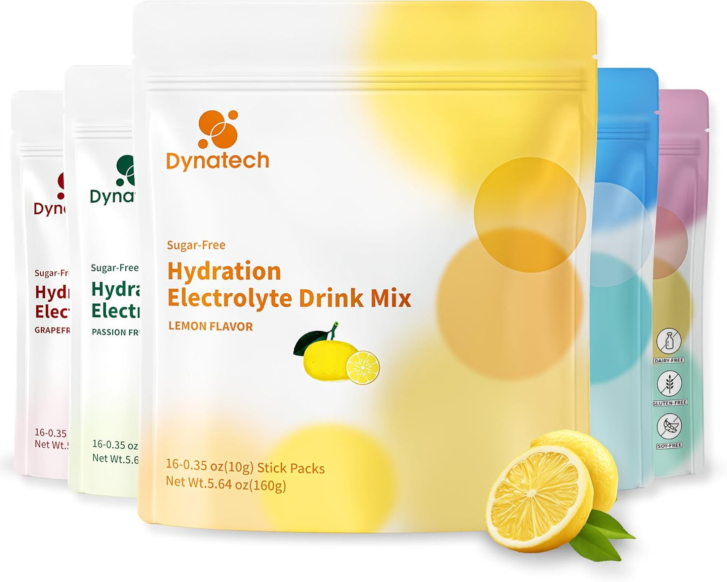 Lemon Electrolyte Drink Mix with Zero Sugar - Hydration Powder Packets with 10 Electrolytes, Vitamins - Non-GMO, Gluten Free, Vegan - 16 Servings