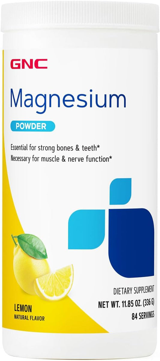 Lemon Flavored GNC Magnesium Citrate and Carbonate Powder - 84 Servings - Heart, Muscle, Nerve, Cell Support - BoostGo Australia