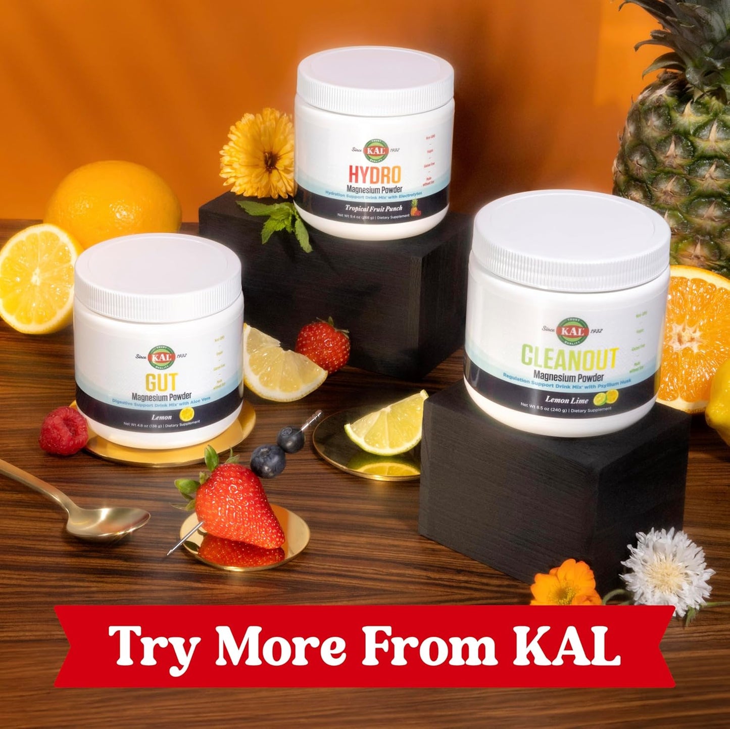 Lemon Flavored KAL Gut Magnesium Plus Aloe Vera Powder - Supports Digestion & Relaxation - Magnesium Citrate Supplement - 40 Servings