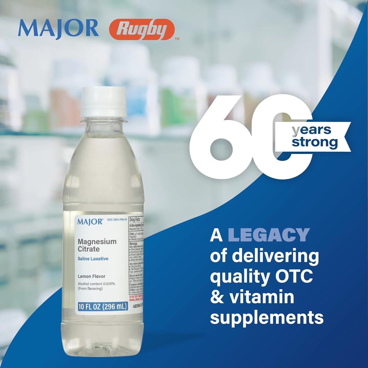 Lemon-Flavored Magnesium Citrate Saline Laxative for Occasional Constipation Relief - 10 Fl. Oz.