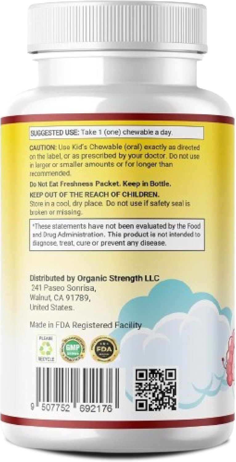 Lemon Flavored Organic Kids Probiotics for Ages 4-12 | Halal Children's Probiotic with Digestive Support | Promotes Gut Health and Wellness with 1 Daily Serving