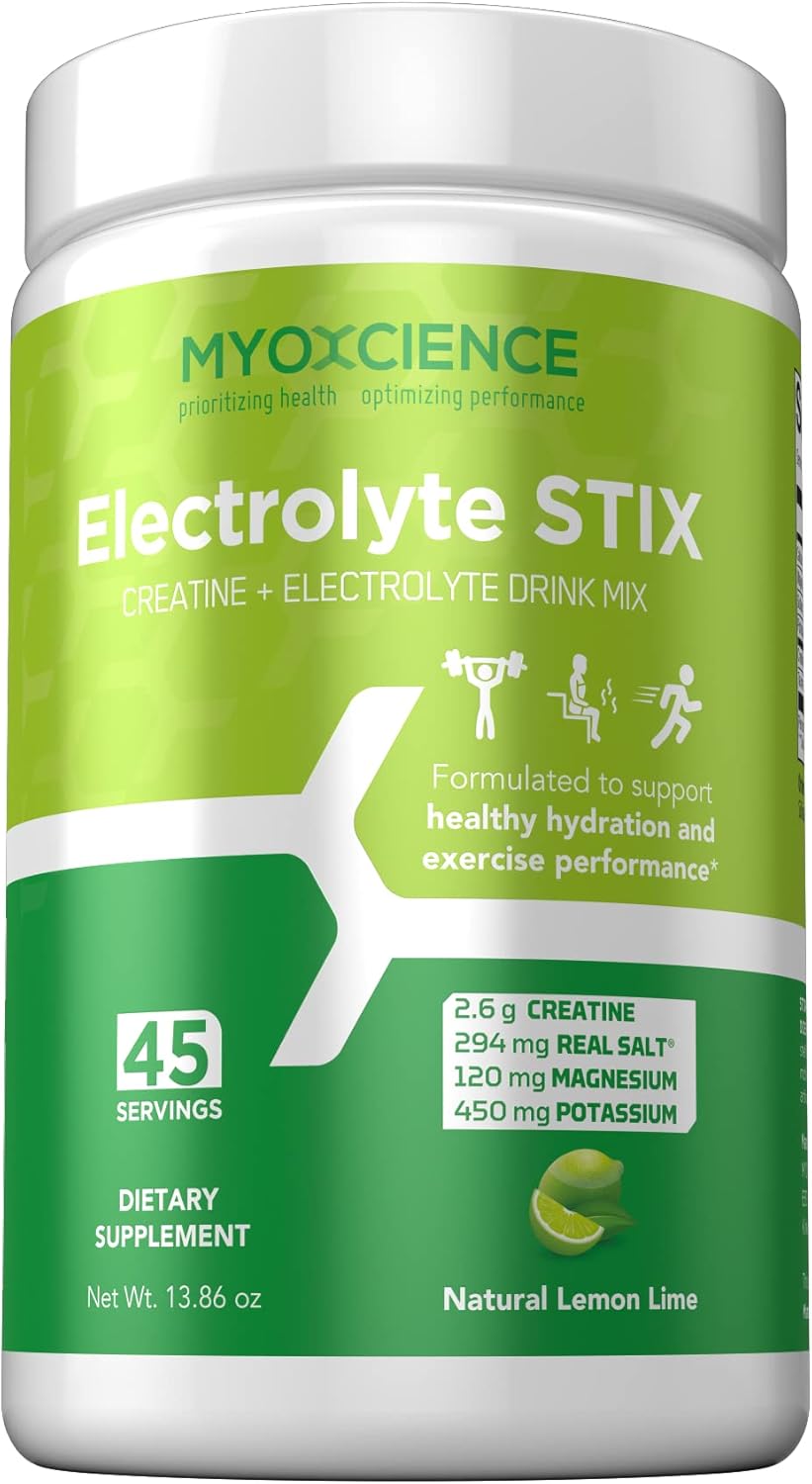 Lemon Lime Electrolyte Stix with Creatine for Exercise Recovery & Muscle Development - 45 ct Jar