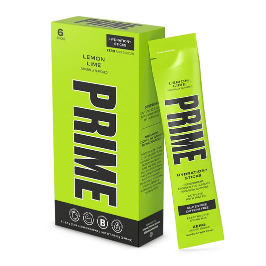 Lemon Lime Hydration Powder Sticks | Electrolyte On-The-Go | Low Sugar | Vegan | 6 Pack