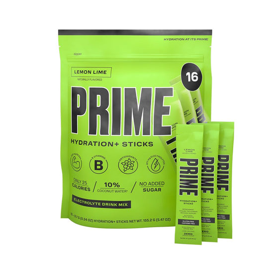 Lemon Lime Hydration Powder Sticks | Electrolyte Single Serve Sticks | Low Sugar & Caffeine-Free | Vegan-Friendly | 16 Sticks