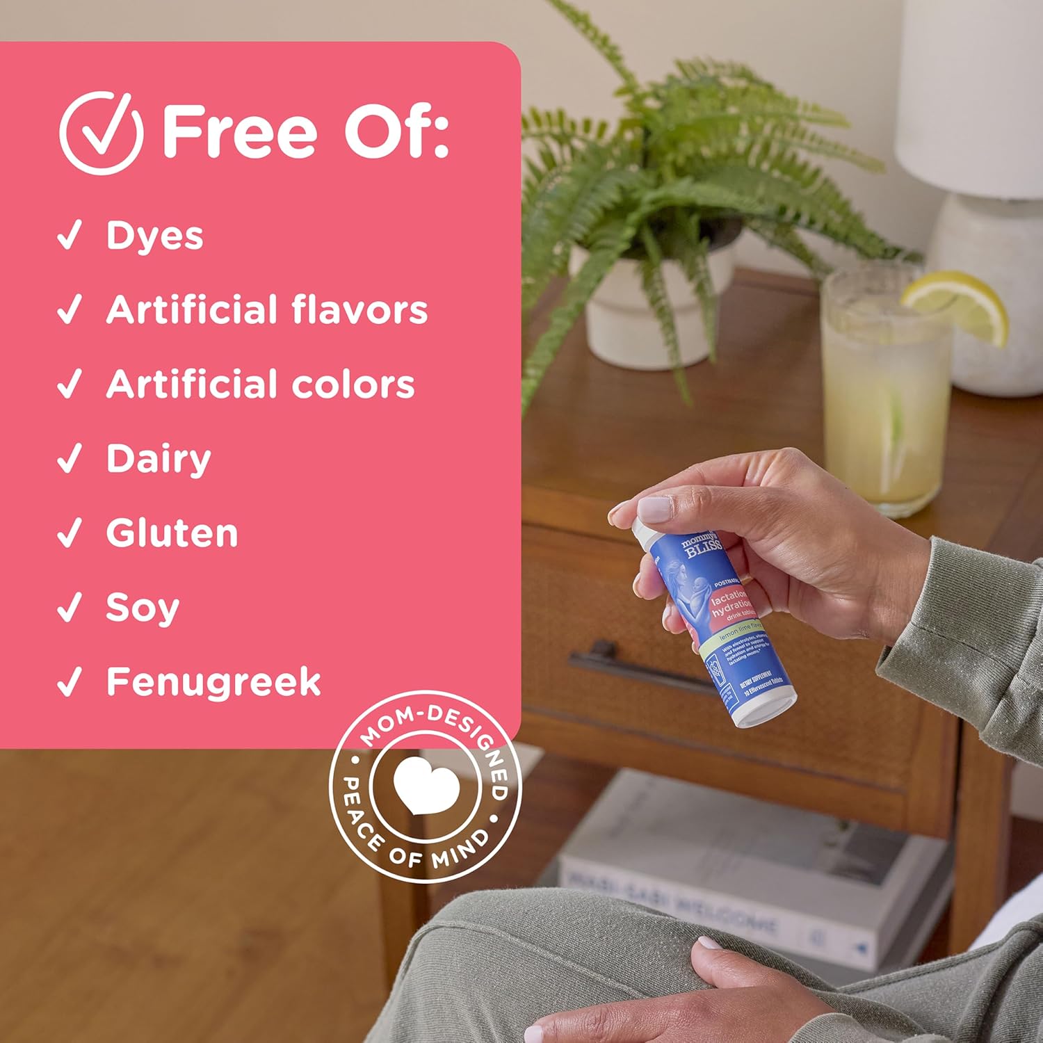 Lemon Lime Lactation Hydration Drink Tablets with Electrolytes & B Vitamins - 1 Pack (10 Tablets) for Breastfeeding Moms by Mommy's Bliss