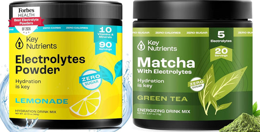 Lemonade Electrolyte Powder & Unsweetened Matcha Green Tea Bundle - 90 Servings Electrolytes, 20 Servings Matcha