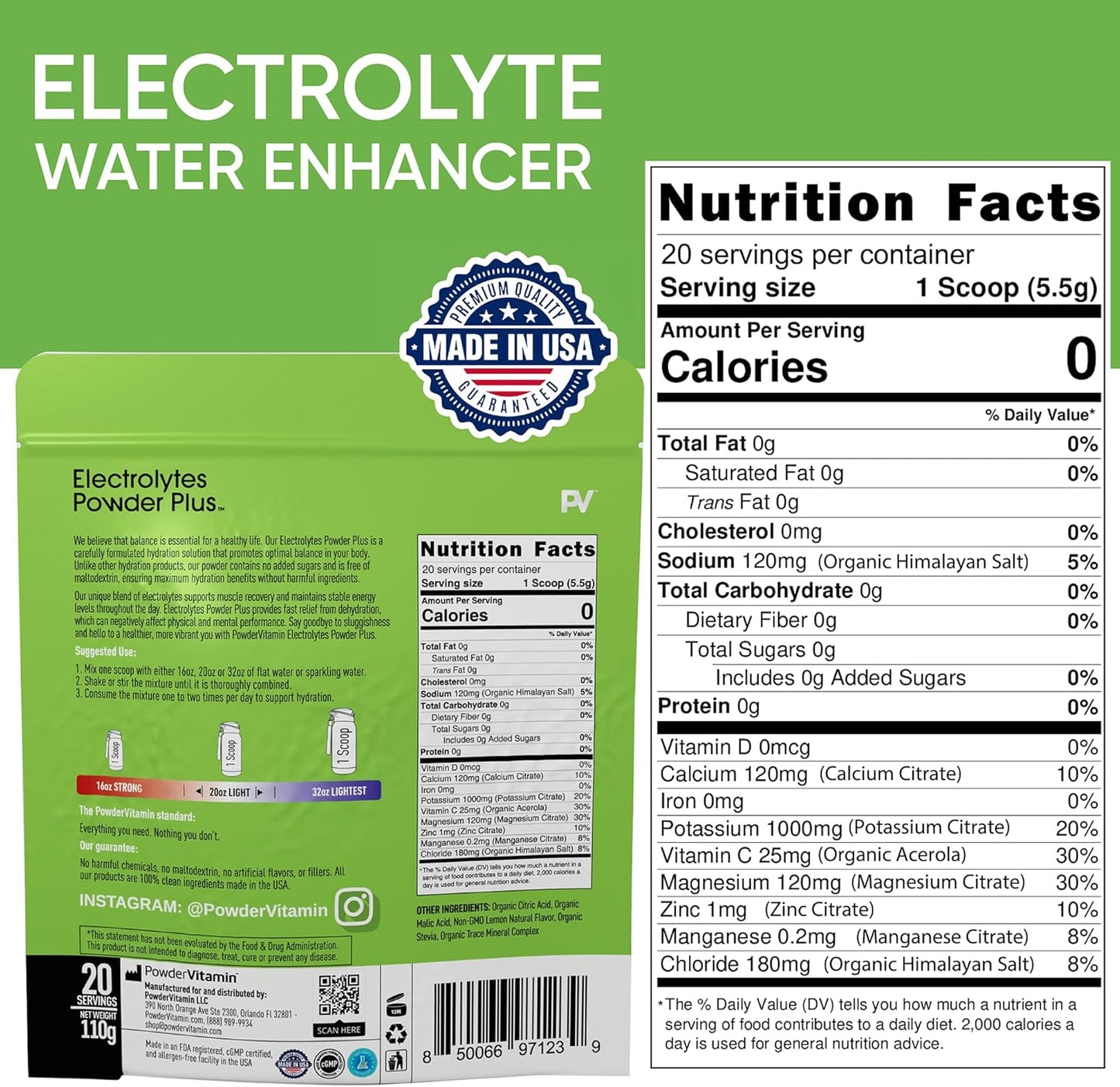 Lemonade Electrolyte Powder with Pink Himalayan Salt - Keto Friendly, Sugar Free - 20 Servings of Powder Vitamin Electrolytes for Hydration