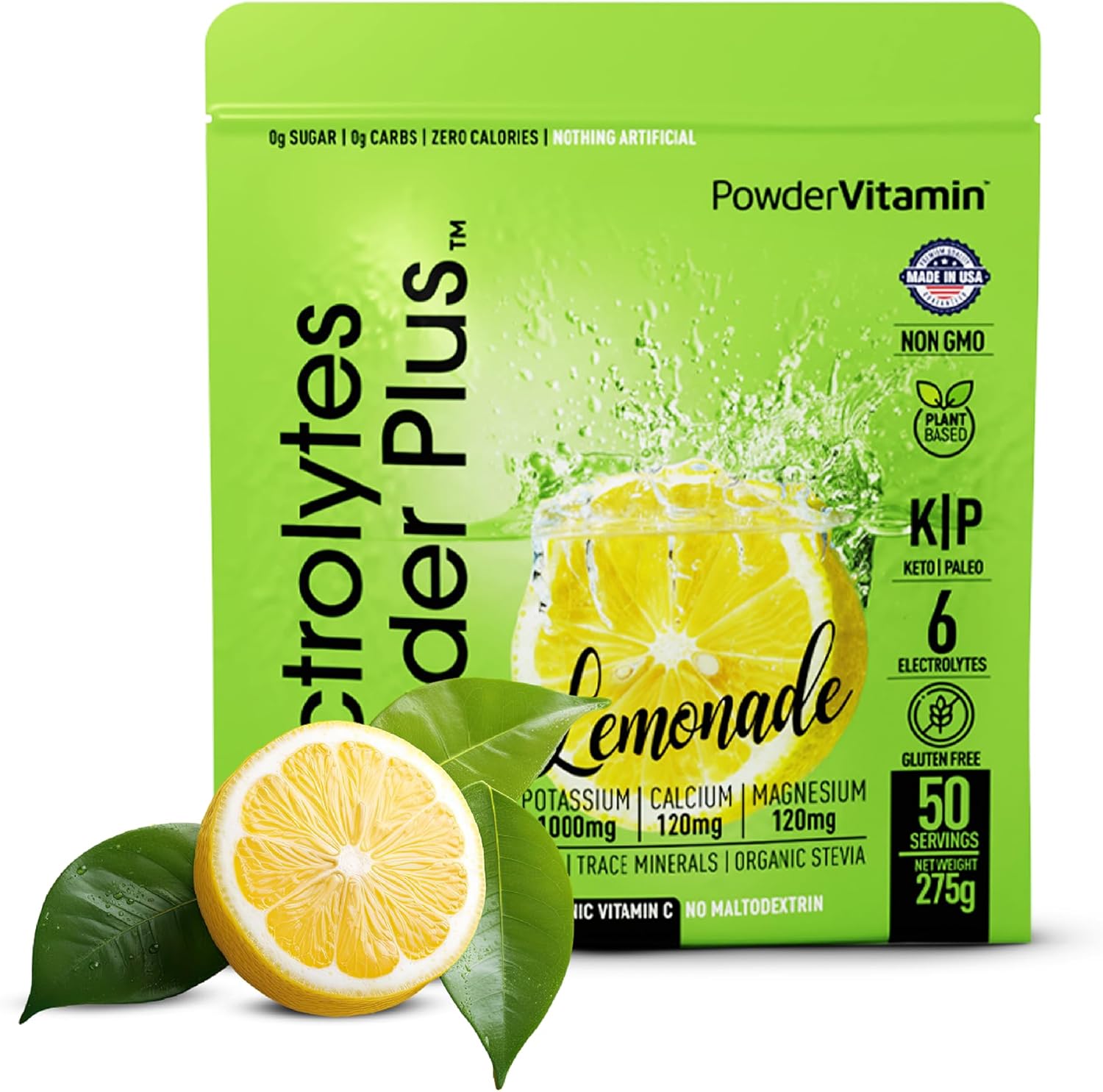 Lemonade Hydration Powder with Electrolytes, 0 Calorie Keto-Friendly Drink Mix (50 Servings)