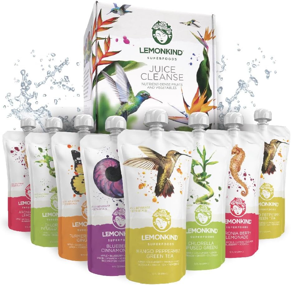 Lemonkind 1-Day Colon Juice Cleanse: Detox & Boost Energy, Reduce Bloating - Vegan, Gluten-Free, Pressed Juices, Women-Owned