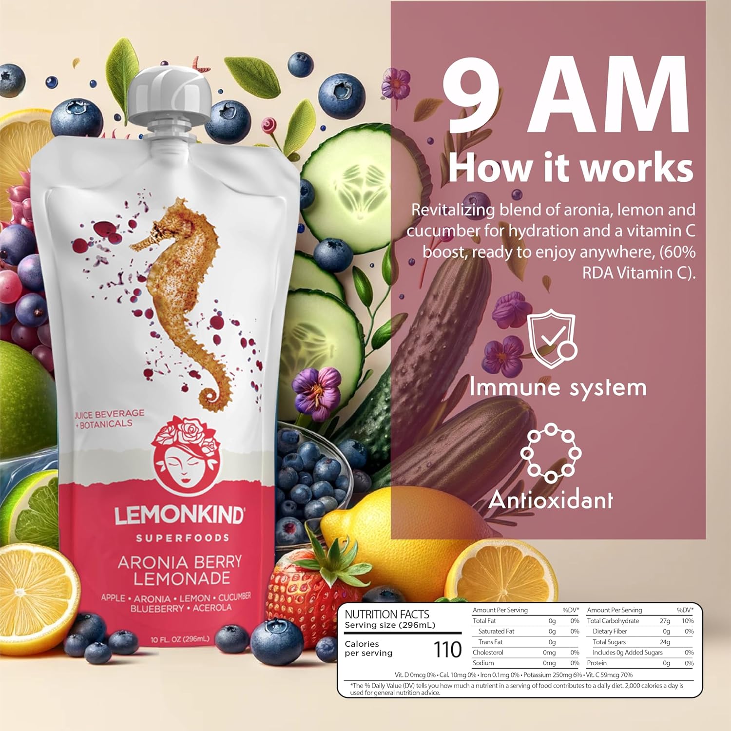 Lemonkind 1-Day Colon Juice Cleanse: Detox & Boost Energy, Reduce Bloating - Vegan, Gluten-Free, Pressed Juices, Women-Owned