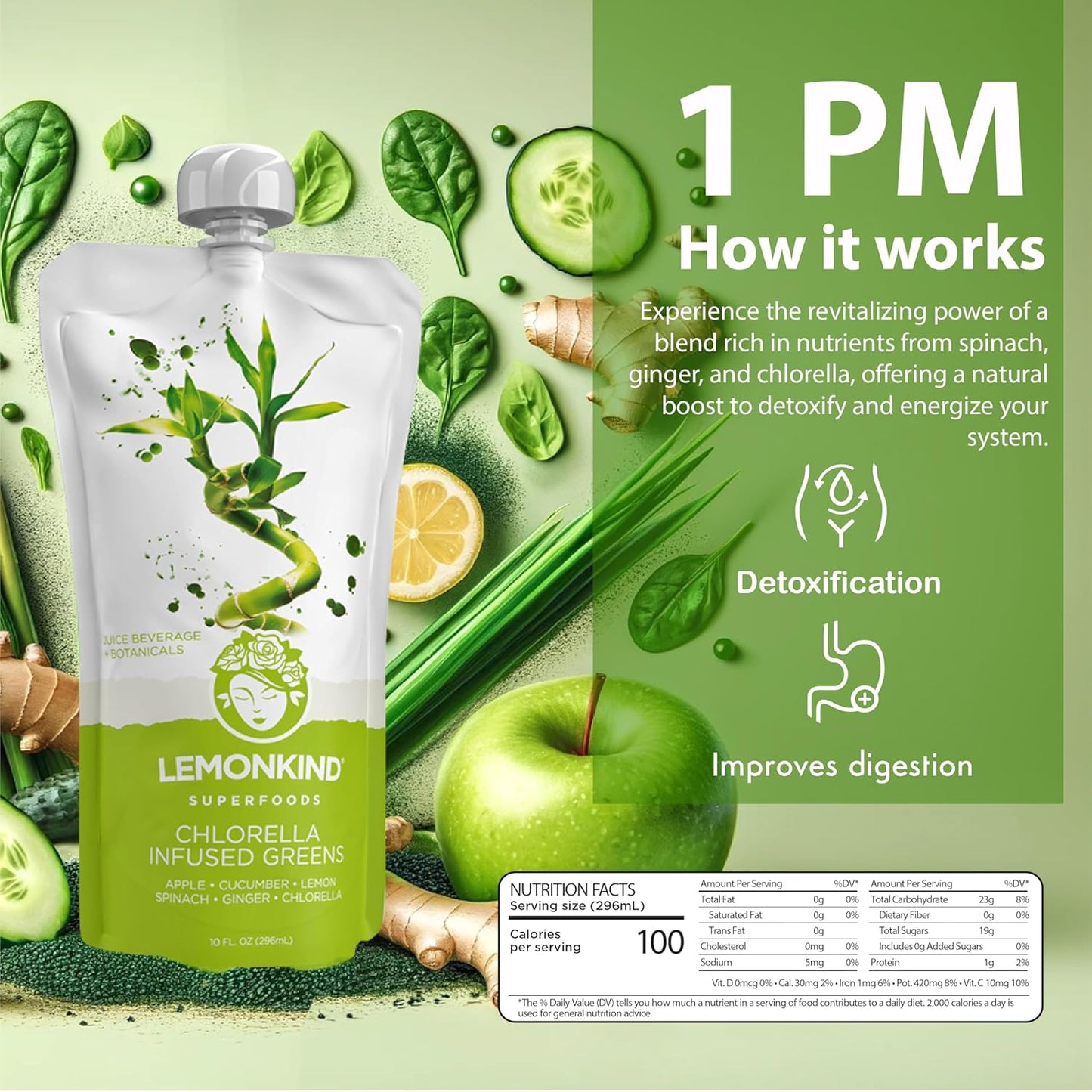 Lemonkind 1-Day Colon Juice Cleanse: Detox & Boost Energy, Reduce Bloating - Vegan, Gluten-Free, Pressed Juices, Women-Owned