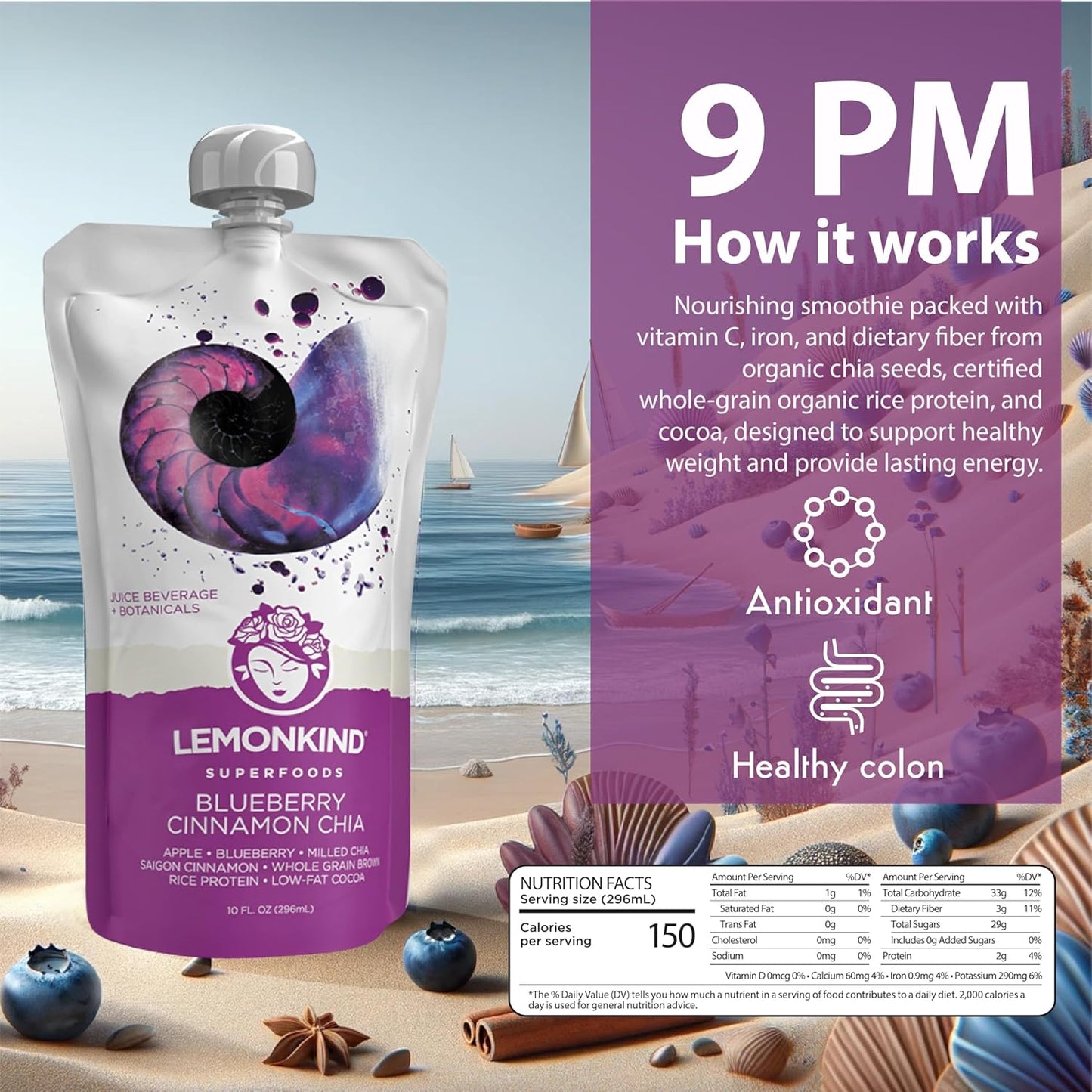 Lemonkind 1-Day Colon Juice Cleanse: Detox & Boost Energy, Reduce Bloating - Vegan, Gluten-Free, Pressed Juices, Women-Owned