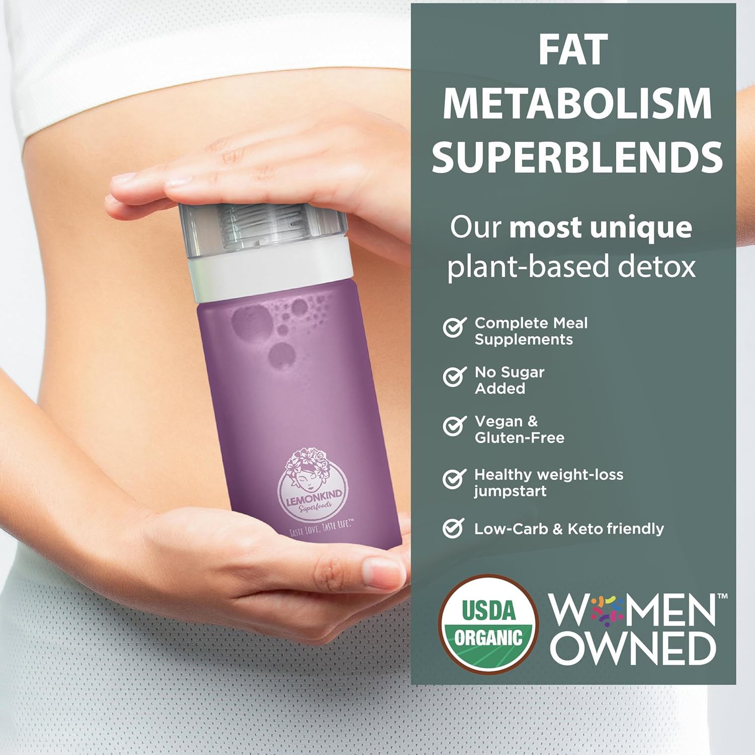 Lemonkind Organic 3 Day Cleanse with Clinically Studied Prickly Pear - Keto-Friendly Plant-Based Protein, Gluten-Free Lattes & Blender Bottle