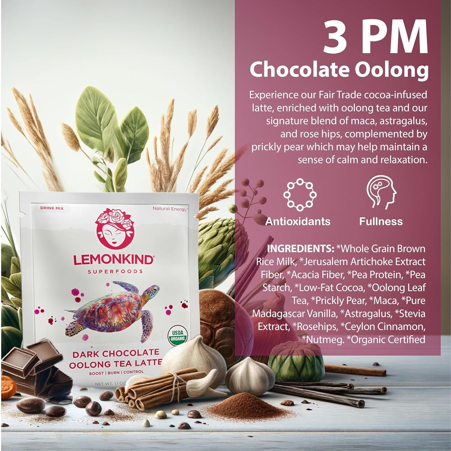 Lemonkind Organic 3 Day Cleanse with Clinically Studied Prickly Pear - Keto-Friendly Plant-Based Protein, Gluten-Free Lattes & Blender Bottle