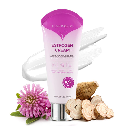 Le’phoqua Natural Bioidentical Estrogen Cream 4 Oz - Menopause Relief & Hormone Balance - Topical Phytoestrogen Cream for Hot Flashes & Support
