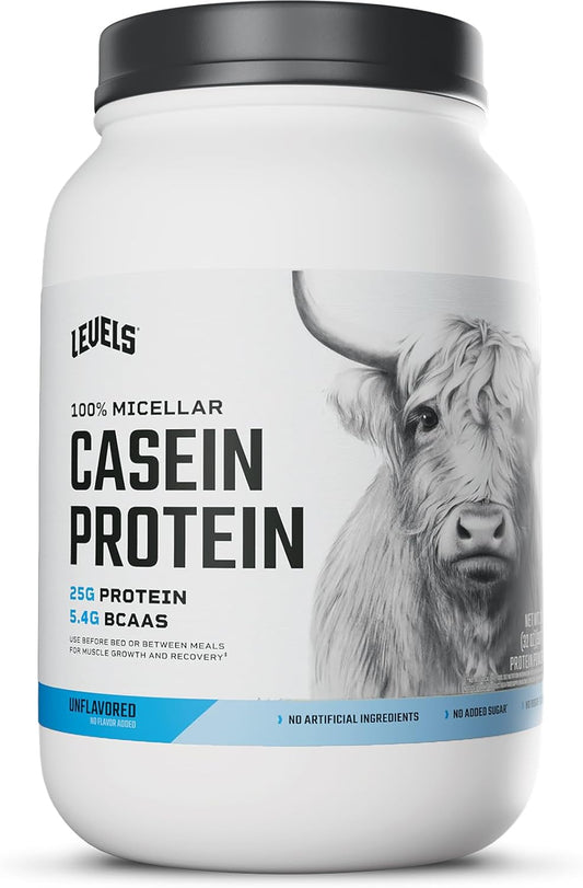 Levels Nutrition 100% Micellar Casein Protein Powder - Hormone Free & Unflavored - 2LB Size