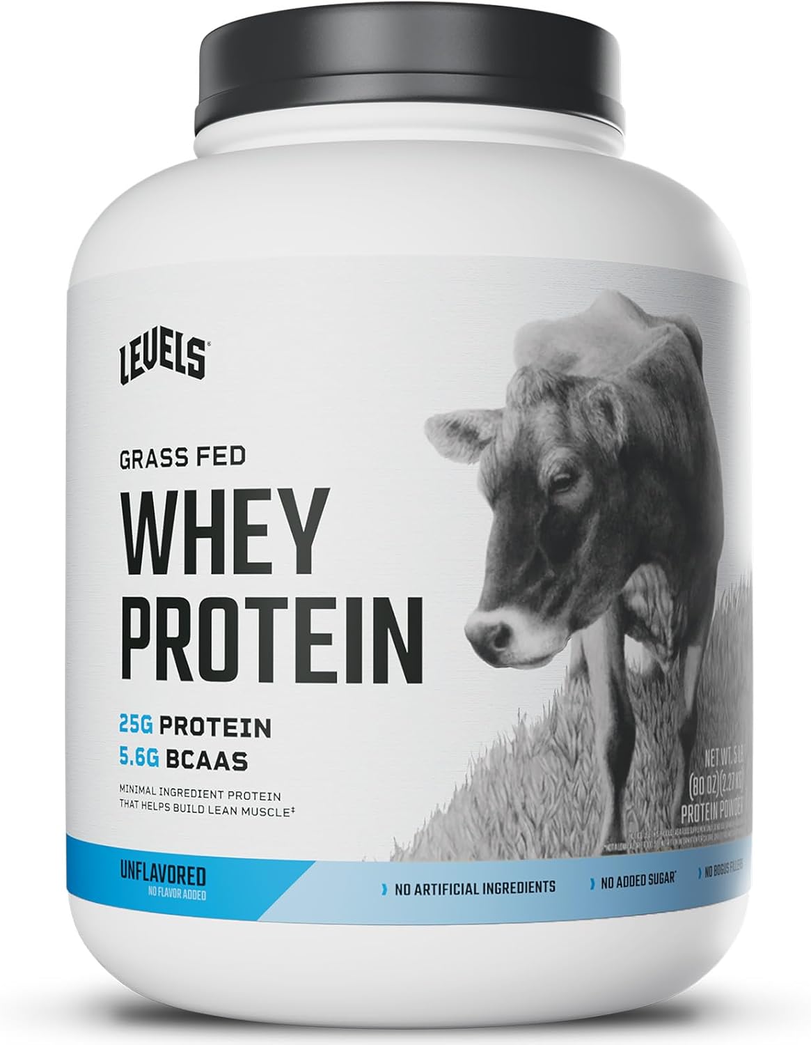 Levels Nutrition Grass Fed Whey Protein Powder - 5LB, 25G Protein, Unflavored, No Artificial Ingredients
