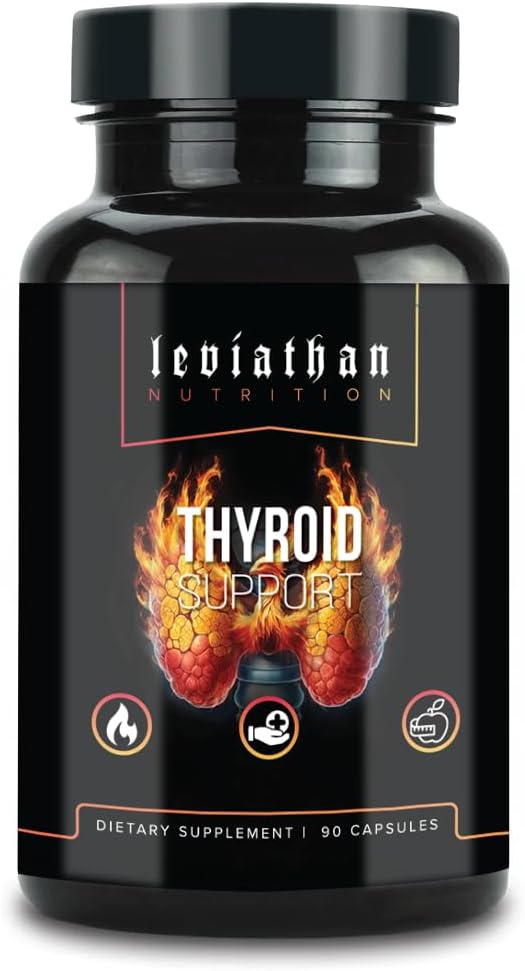 Leviathan Thyroid Support Supplement with Energy Boost - Iodine, Selenium, Zinc, Manganese, Copper, L Tyrosine, Guggul - Men & Women's Health