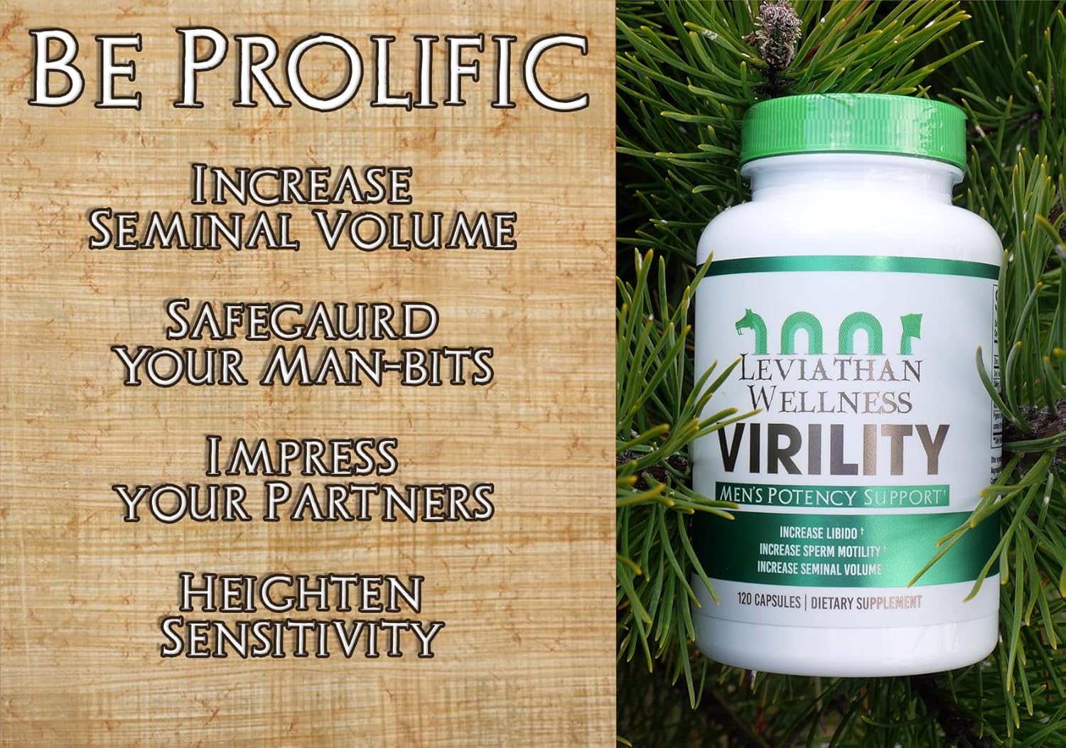 Leviathan Wellness Virility Capsules - Men's Potency Support, 120 Count, 30 Servings