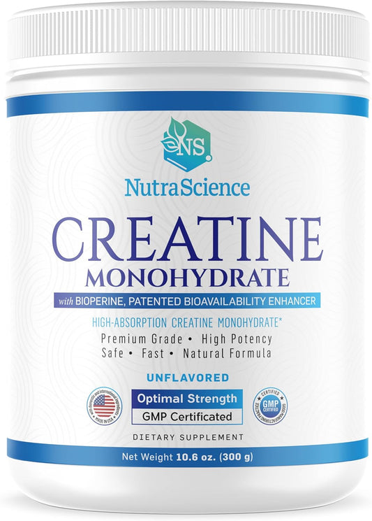Liarminoo NutraScience Creatine Monohydrate Powder: Supports Lean Muscle Growth & Recovery, 60 Servings, 5000mg Per Serving, Unflavored - GMP Certified & Vegan Friendly