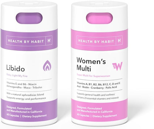 Libido and Women's Multi Supplement Bundle - Health By Habit Feeling Yourself Kit (60 Capsules Each), Non GMO & Sugar Free
