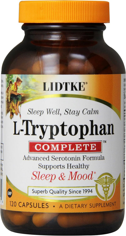 Lidtke Technologies L-Tryptophan Complete Capsules - 120 Count - Natural Sleep Aid and Mood Support Supplement