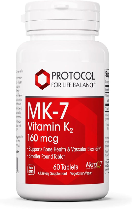 Life Balance Protocol MK-7 Vitamin K2 160mcg Tablets - Bone Health & Vascular Elasticity Support - Non-GMO Vegan VIT K Supplement