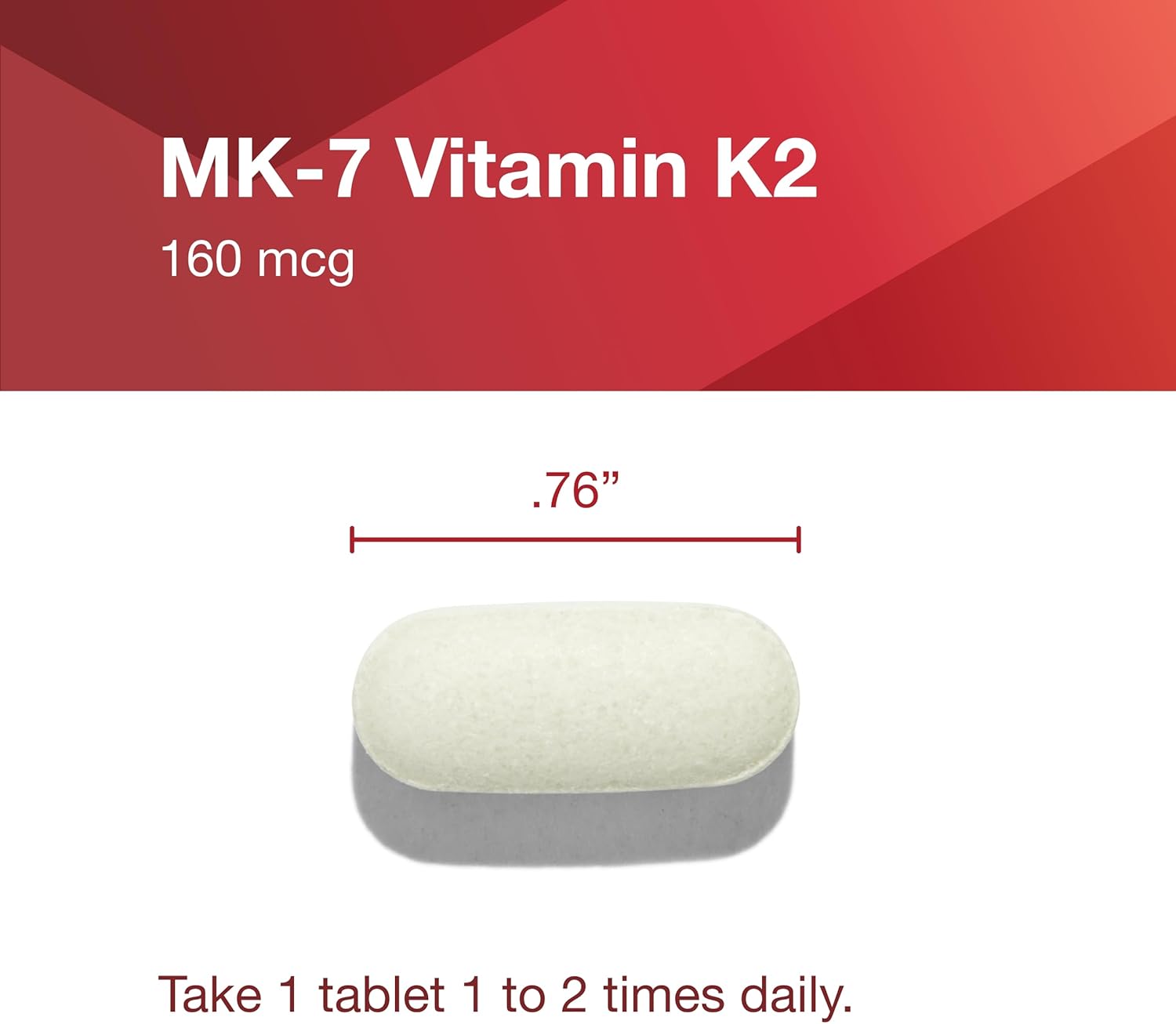 Life Balance Protocol MK-7 Vitamin K2 160mcg Tablets - Bone Health & Vascular Elasticity Support - Non-GMO Vegan VIT K Supplement