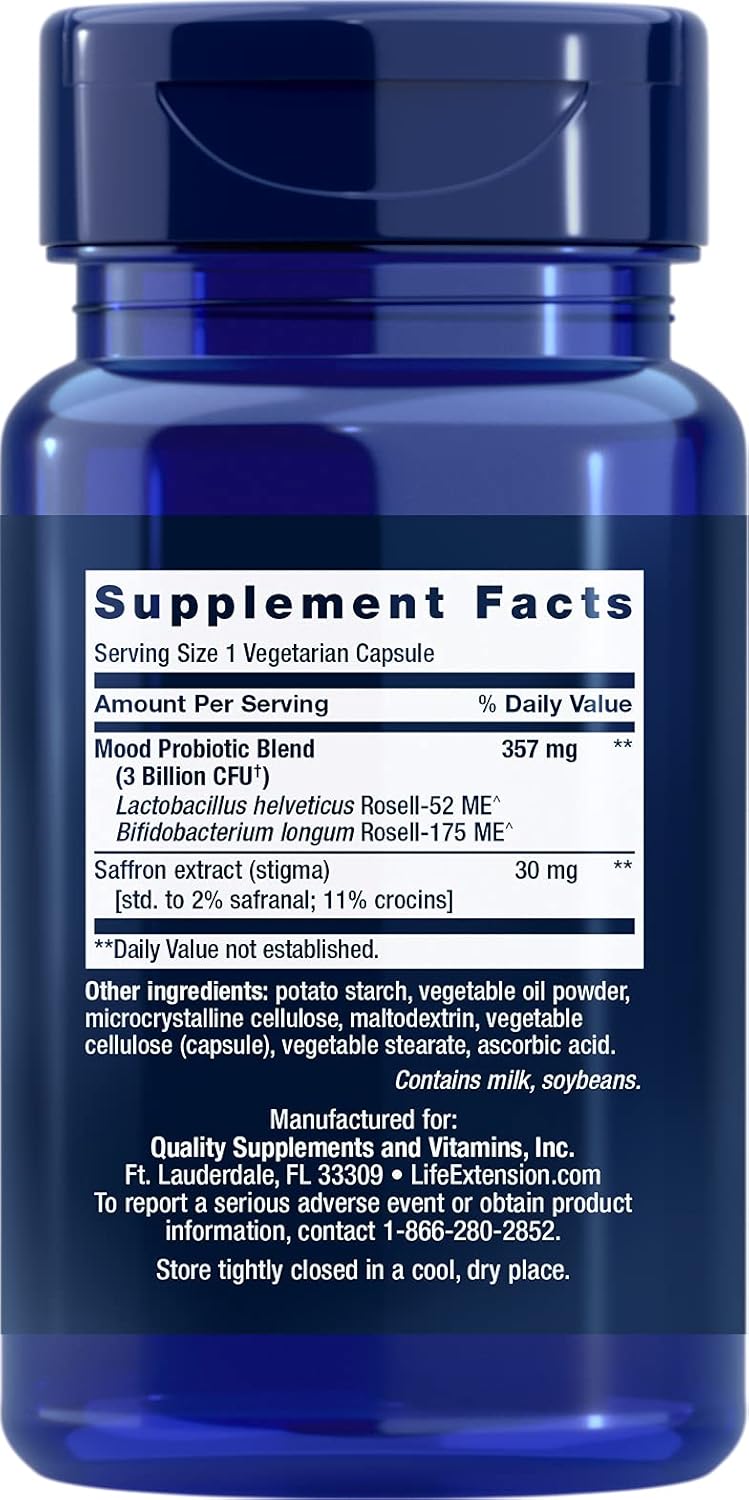 Life Extension Florassist Mood 30 Caps - Support Emotional Well-being with Probiotics