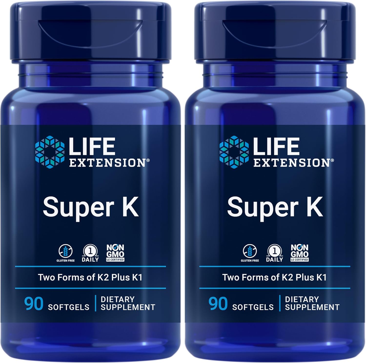 Life Extension Super K Vitamins for Bone, Heart, and Arterial Health - 3-Month Supply of Vitamin K1, K2 mk-7, K2 mk-4, and Vitamin C - Gluten-Free, Non-GMO - 180 Softgels