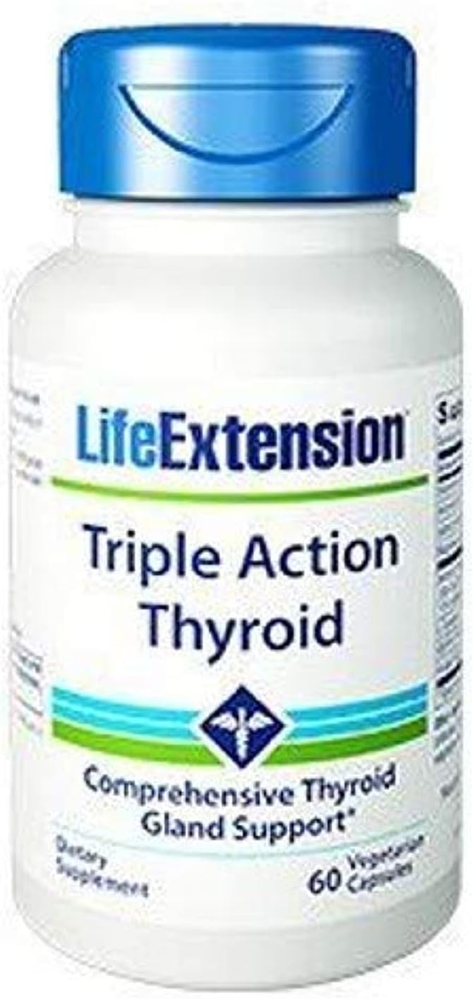 Life Extension Triple Action Thyroid Support - 120 Vegetarian Capsules for Thyroid Health