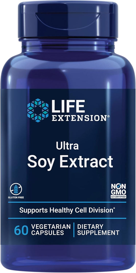 Life Extension Ultra Soy Extract Capsules - Supports Healthy Aging, Cell Health - Gluten-Free, Non-GMO, Vegetarian - 60 Count