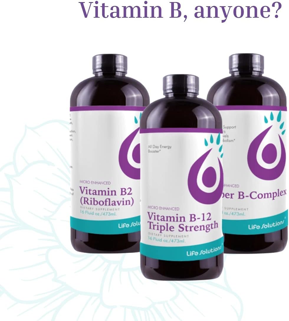 Life Solutions Vitamin B2 - Liquid Dietary Supplement with 50mg Riboflavin Per Serving - Highly Bioavailable, Pharmacist Formulated, Rapid-Sorb Technology for Efficient Nutrient Absorption - 16 fl oz