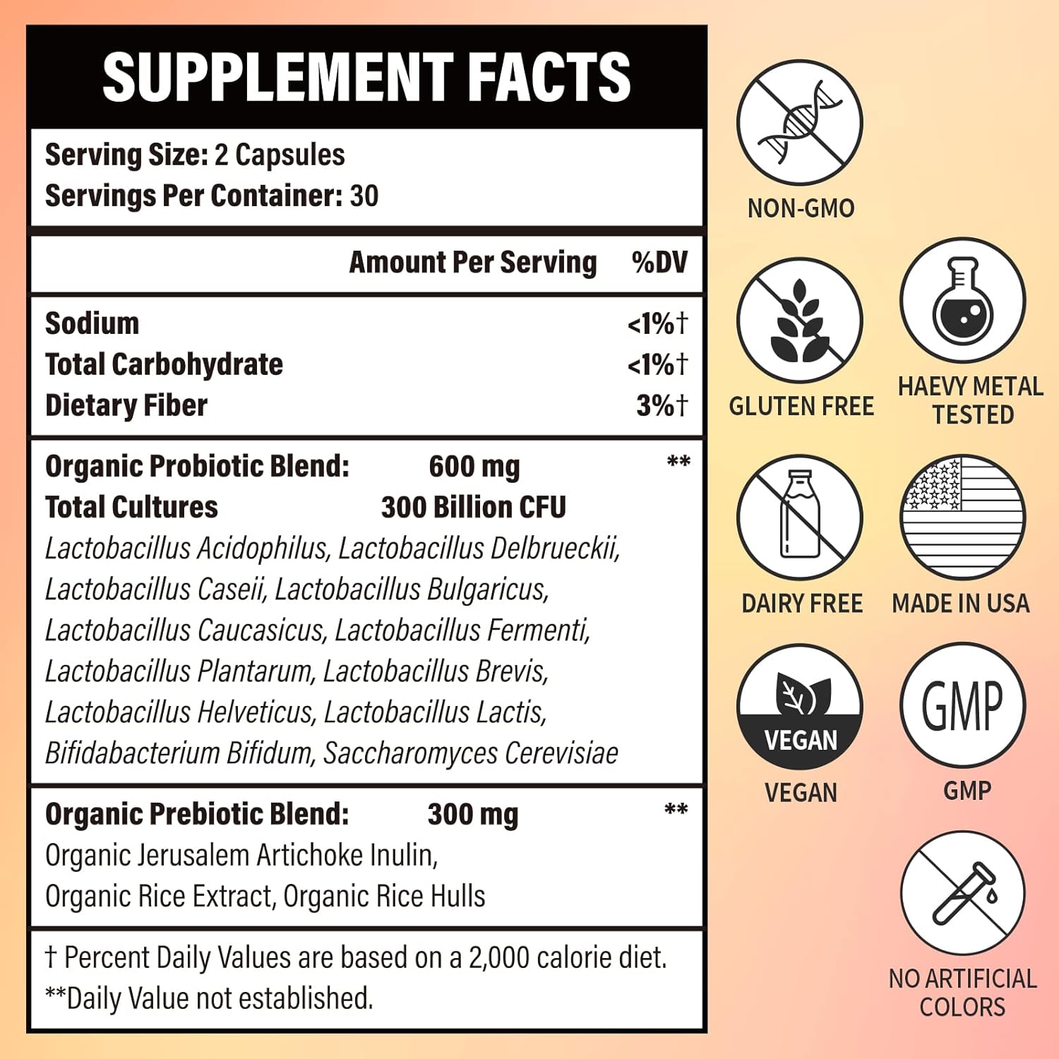 Lifeatlas 300 Billion CFU Probiotics - 12 Strains Prebiotic Blend for Digestive & Gut Health, Immune Support - 120 Capsules
