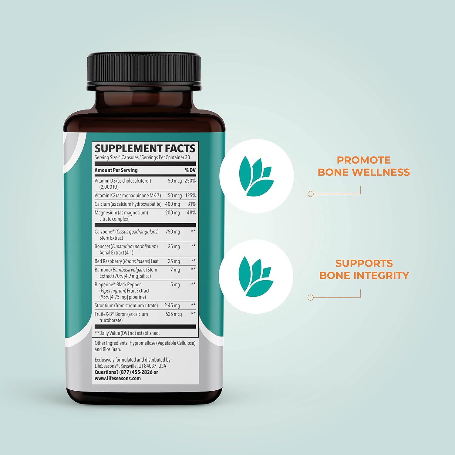 LifeSeasons Bone Densi-T: Supports Bone Mineral Density, Strength, and Healing - Calcium, Magnesium, Vitamin D - 120 Capsules
