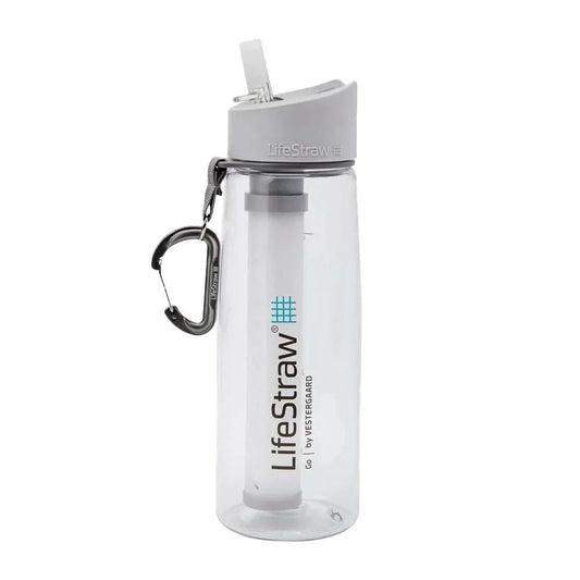 LifeStraw Go Water Filter Bottle - 2-Stage Filter Straw for Hiking, Backpacking, Travel - Clear Color