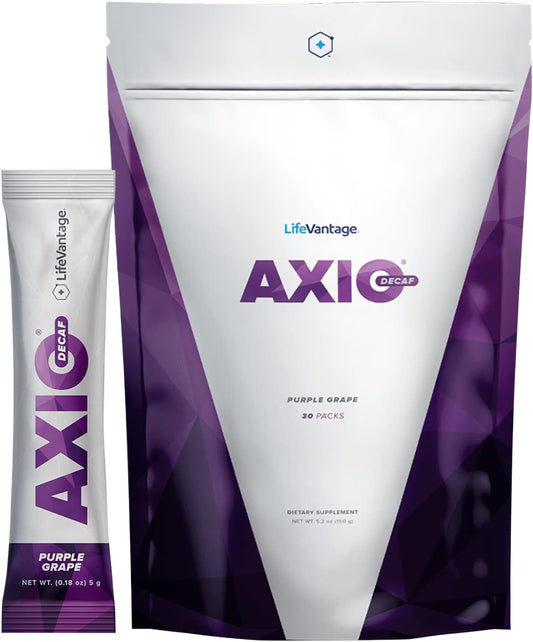 LifeVantage AXIO Purple Grape Energy Drink Powder - 30 Packets with B Vitamins & Green Tea Extract