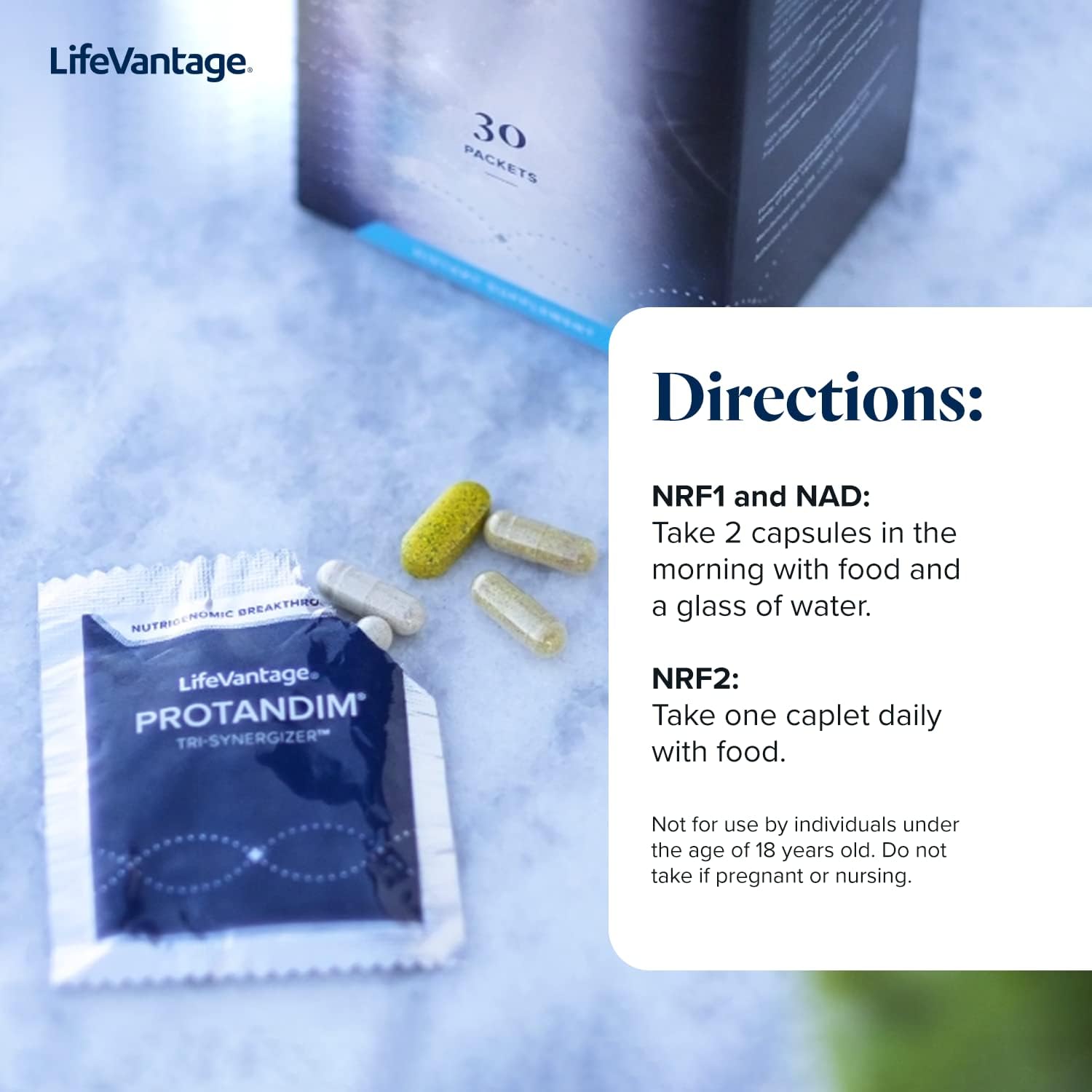 LifeVantage Protandim Tri-Synergizer Bundle - Mitochondrial and NRF2 Activator Supplement - 60 Caps NRF1, 30 Caps NRF2, 30 Caps NAD