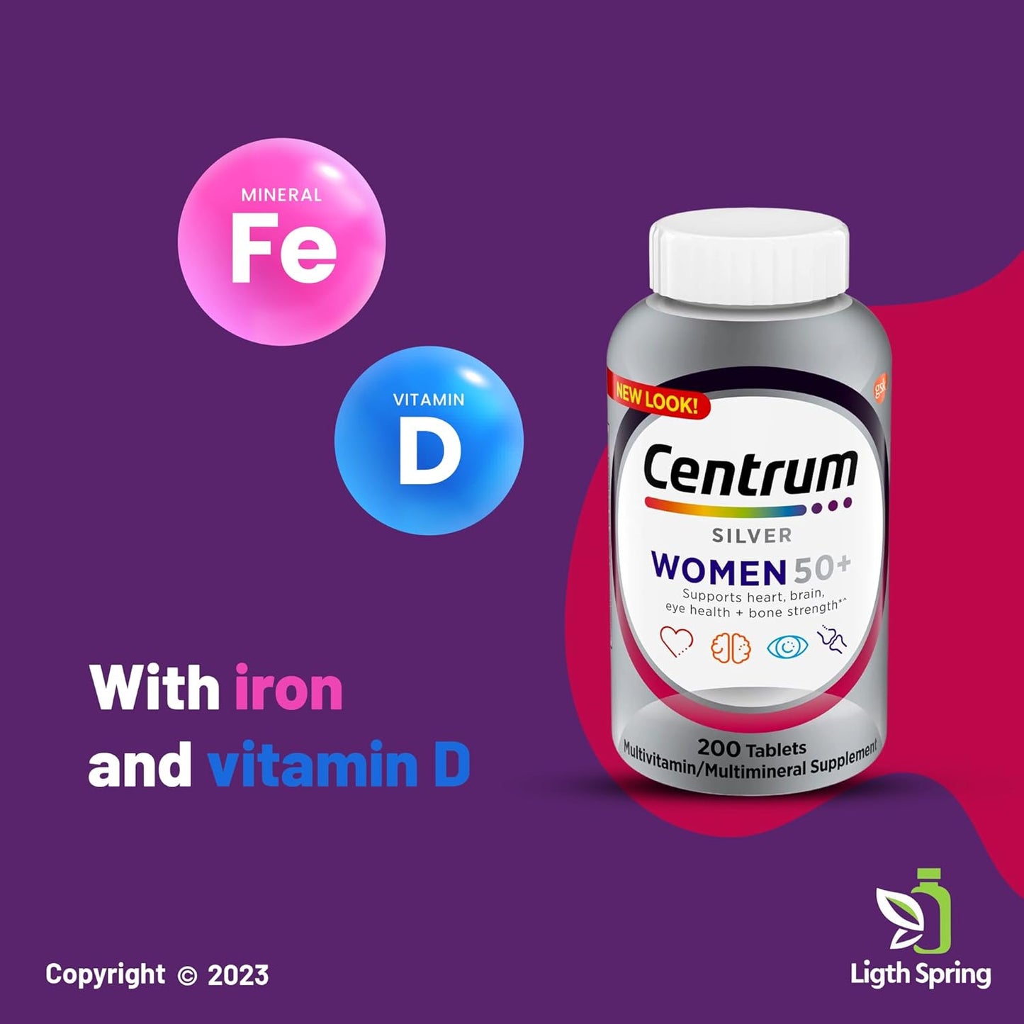 LightSpring Centrum Silver Multivitamin for Women 50+ 200 Count with Vitamin D3 and B Vitamins, Supports Memory - A to Z Better Ligth&Spring Guide