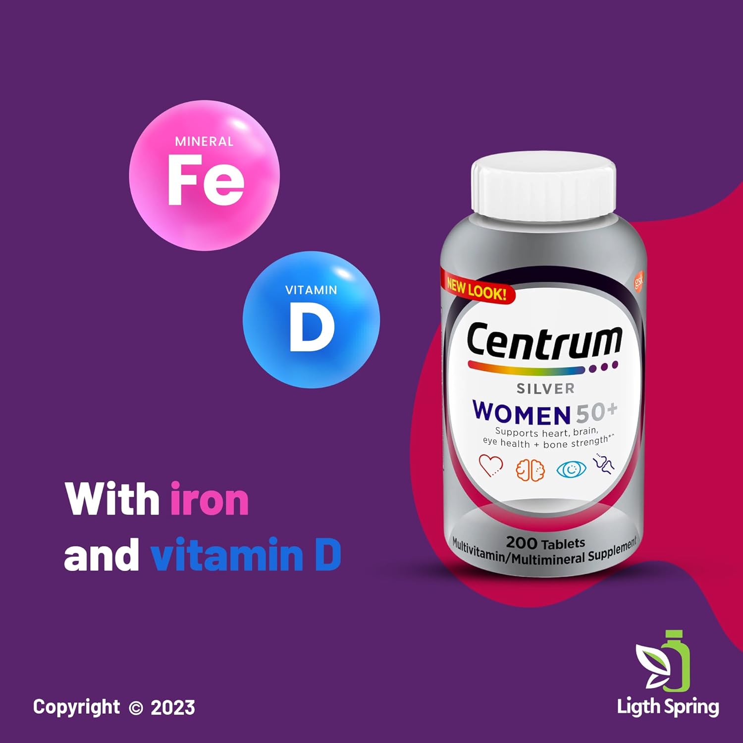 LightSpring Centrum Silver Multivitamin for Women 50+ 200 Count with Vitamin D3 and B Vitamins, Supports Memory - A to Z Better Ligth&Spring Guide