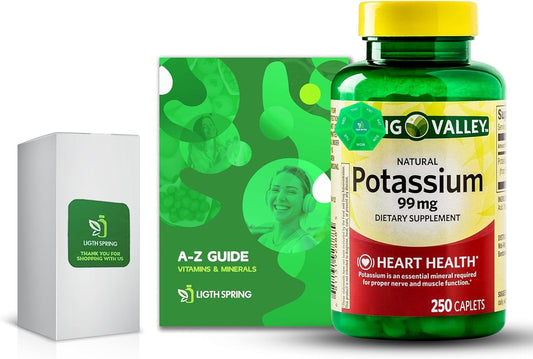 LightSpring Potassium 99 mg, 250 Caplets Bundle with A to Z Vitamins & Minerals + Pill Organizer