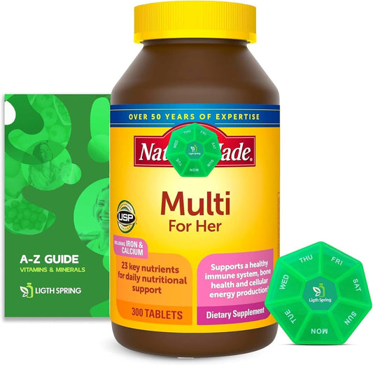 LightSpring Women's Multivitamin Tablets - 300 Count for Daily Nutritional Support with Light&Spring Guide