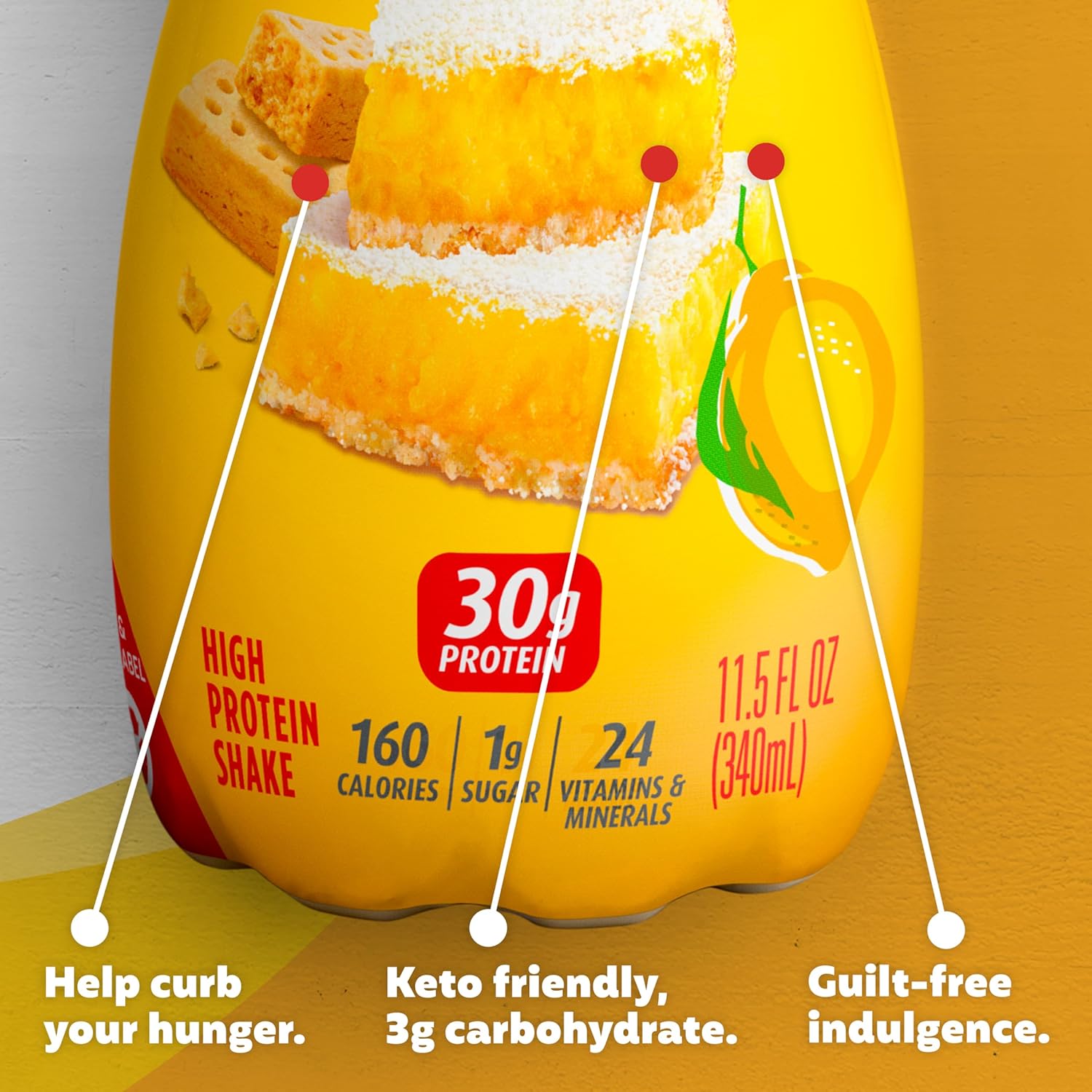 Limited Edition Premier Protein Shake: Lemon Bar Flavor, 30g Protein, 1g Sugar, 24 Vitamins & Minerals, 11.5 oz, Pack of 12