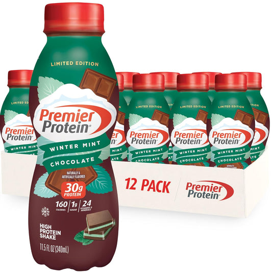 Limited Edition Winter Mint Chocolate Premier Protein Shake - 30g Protein, 1g Sugar, 24 Vitamins & Minerals, Immune Health Support - 11.5 oz, 12 Pack