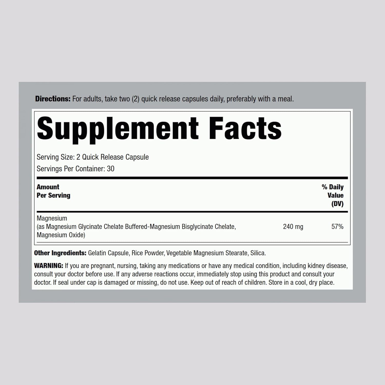 Lindberg Chelated Magnesium Supplement | 240mg | 60 Capsules | Bone Health Support | Non-GMO & Gluten-Free Formula