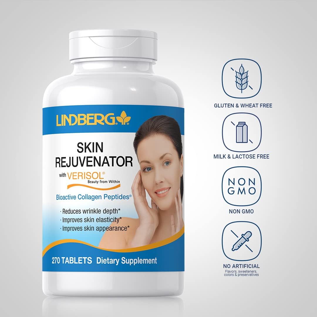 Lindberg Collagen Peptides Supplement | 270 Tablets | Promotes Healthy Hair, Skin, and Nails | Skin Rejuvenator with Verisol