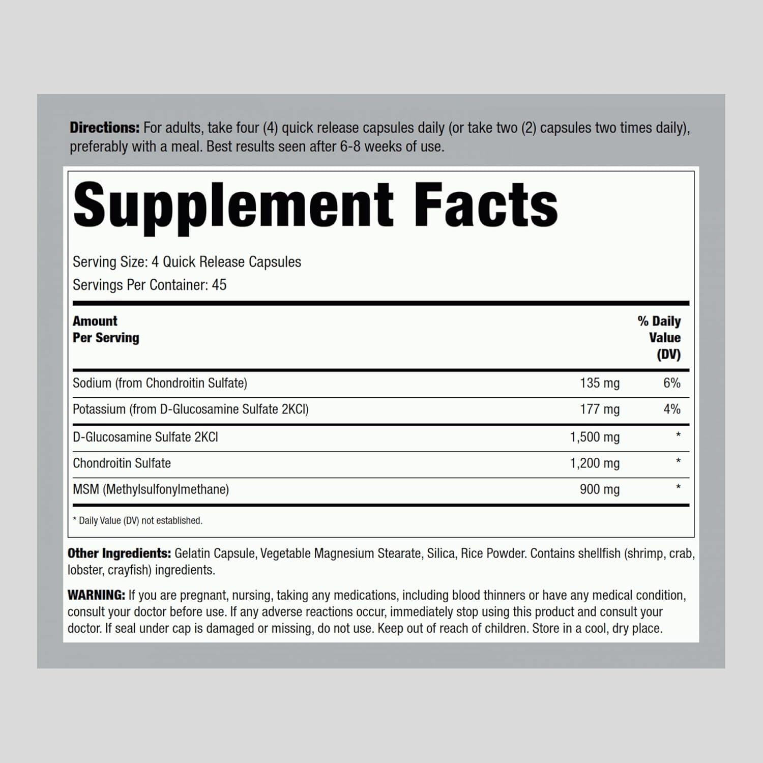 Lindberg Glucosamine Chondroitin MSM Capsules - 180 Count | Advanced Joint Support Supplement